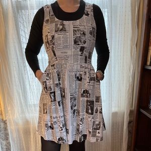Retrolicious Cat Newspaper Dress ModCloth M